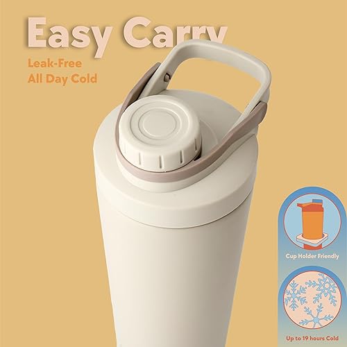 Miniatura 5 de Paradise - Botella agitadora de proteínas de acero inoxidable aislada de 24 onzas, apta para lavavajillas, con cepillo de tapa y funda protectora,