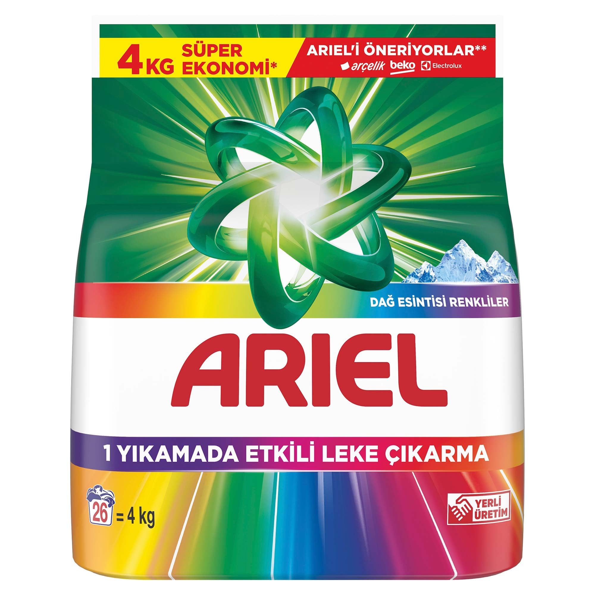 Ariel Dağ Esintisi Renklilere Özel 4 kg Hızlı Çözünme Toz Çamaşır