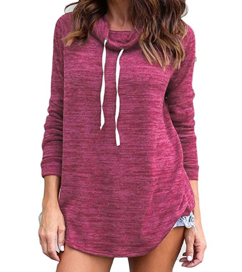 Womens Long Sleeve Turtleneck Thin Lightweight Petite Tunic Sweatshirts