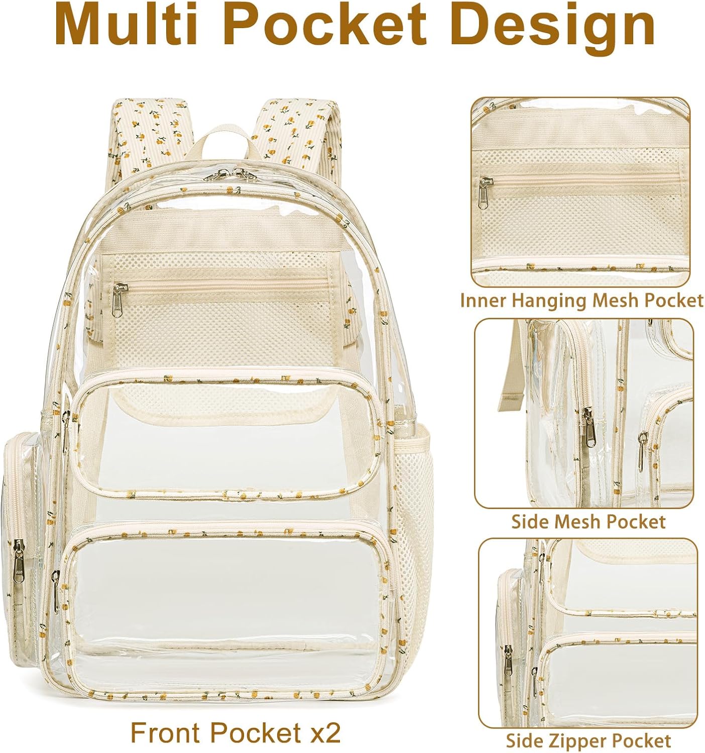 BTOOP Clear Backpack Heavy Duty Transparent Backpack 17" See Through Bookbag for College Work Festival Security with Padded Strap Large Capacity thumbnail