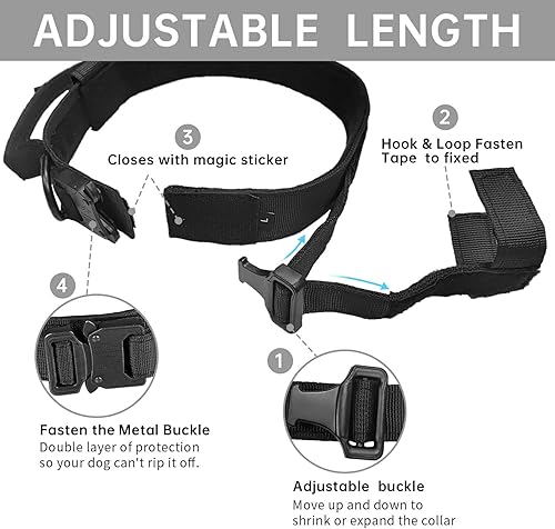 Miniatura 4 de Collar táctico para perro con asa  Collar de nailon ajustable para perro militar con hebilla de metal resistente para perros medianos y grandes, con