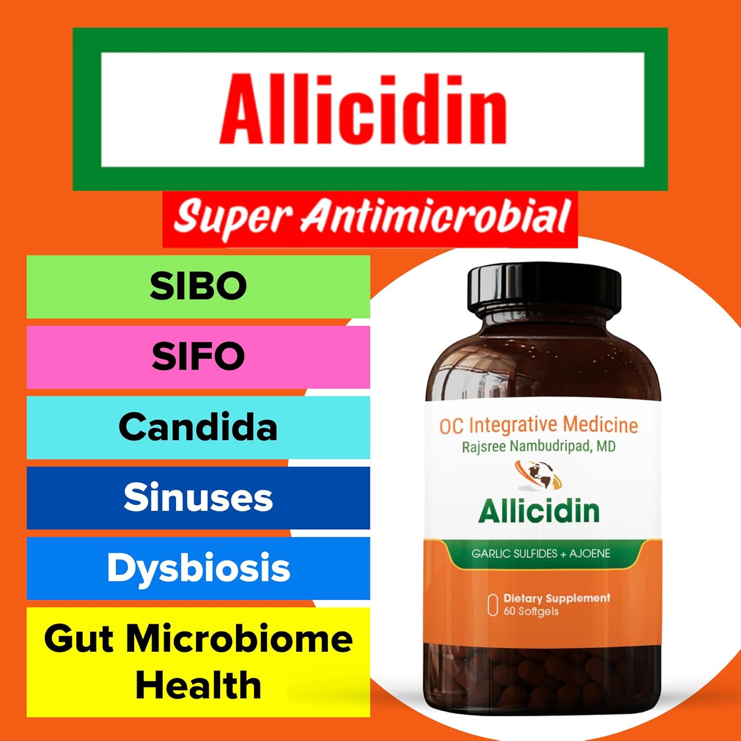 Allicidin by Dr. Rajsree | Garlic Sulfides + Ajoene | Gut Microbiome and Sinus Support | 60 Softgels - Image 3