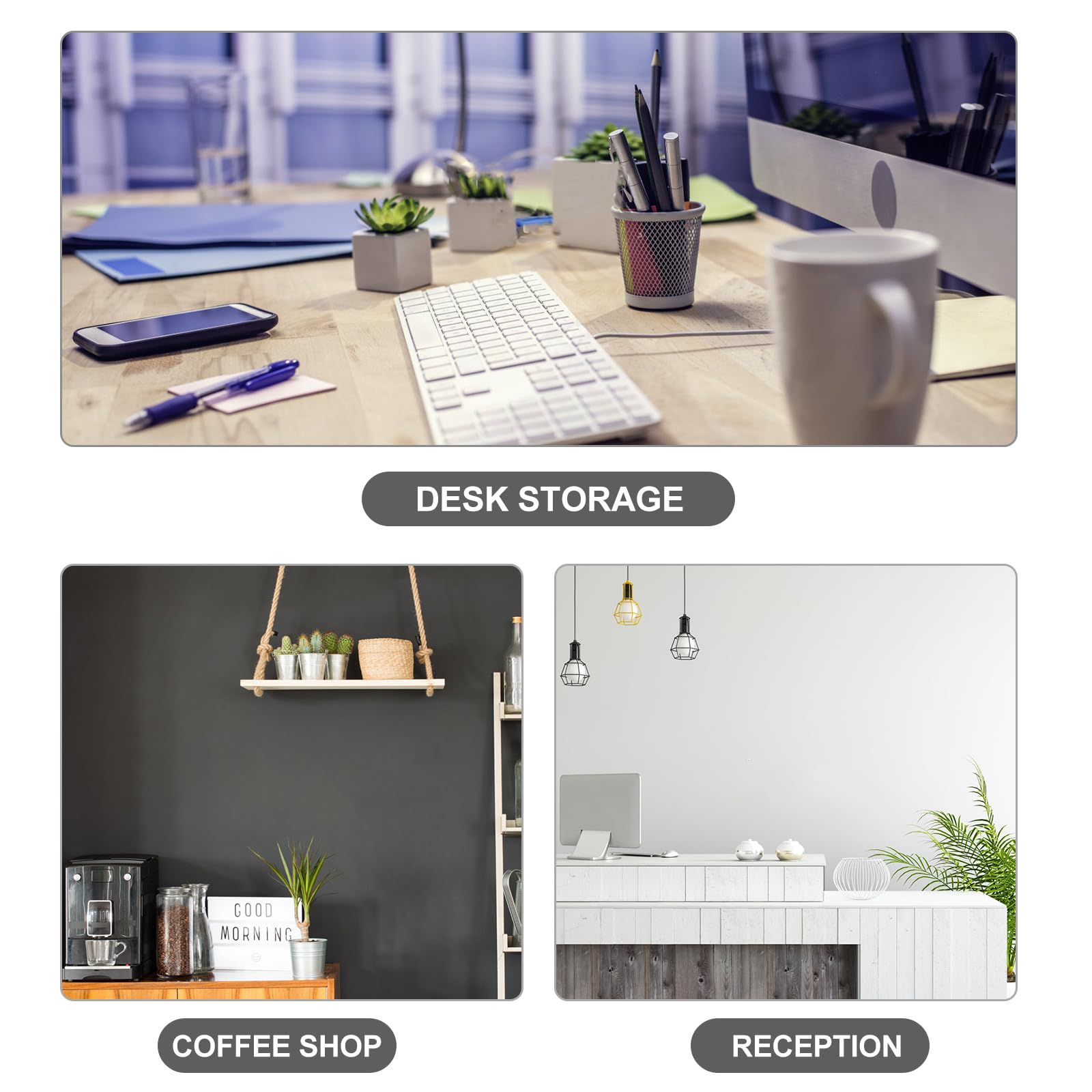 Amosfun Organizer Scrivania in Legno Vano Singolo, Scatola Portaoggetti per Uso Domestico e Professionale, Contenitore per Archiviazione Documenti e Accessori da Ufficio