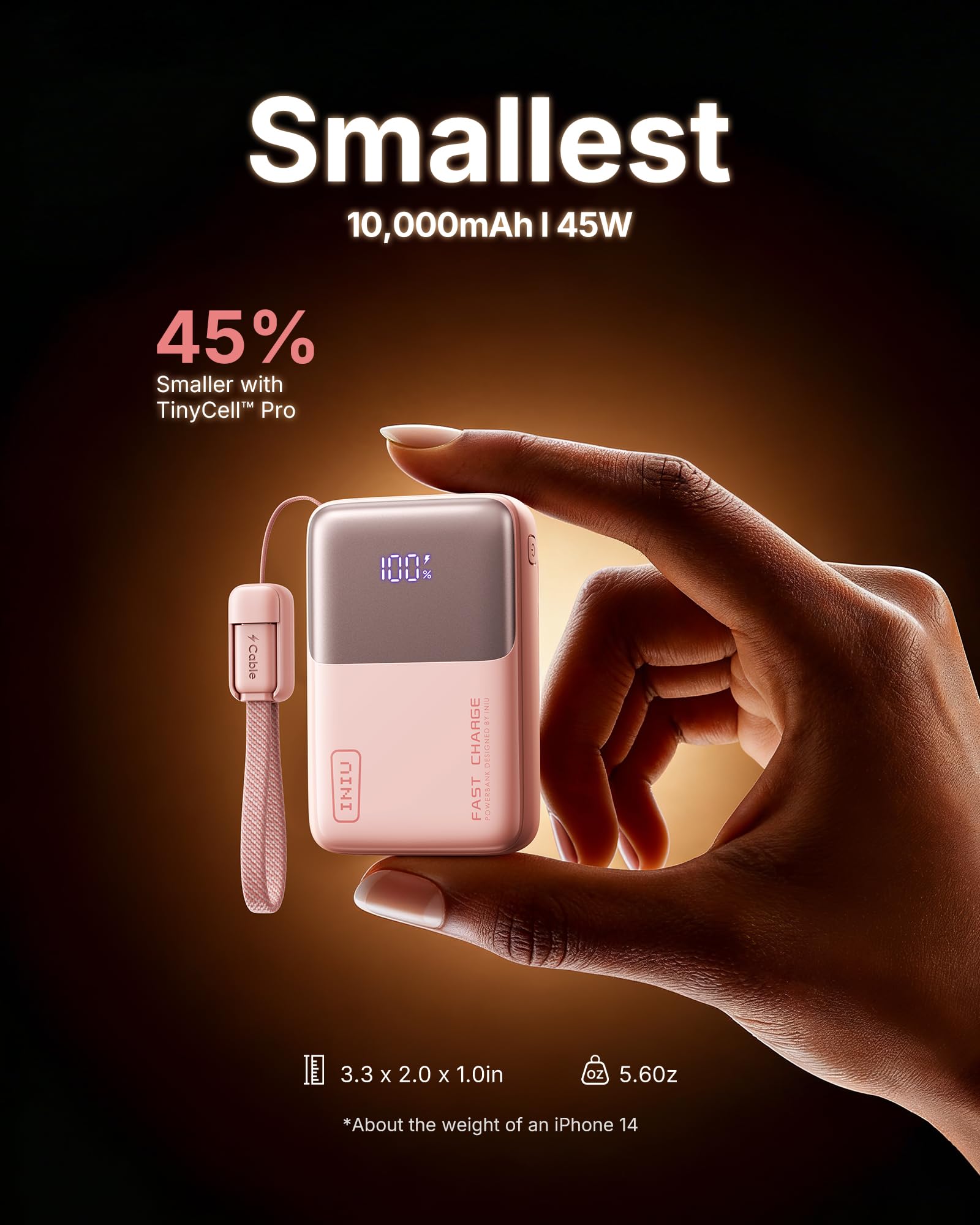 INIU Batterie Externe, Ultra Mini 10000mAh 45W Charge Rapide Power Bank