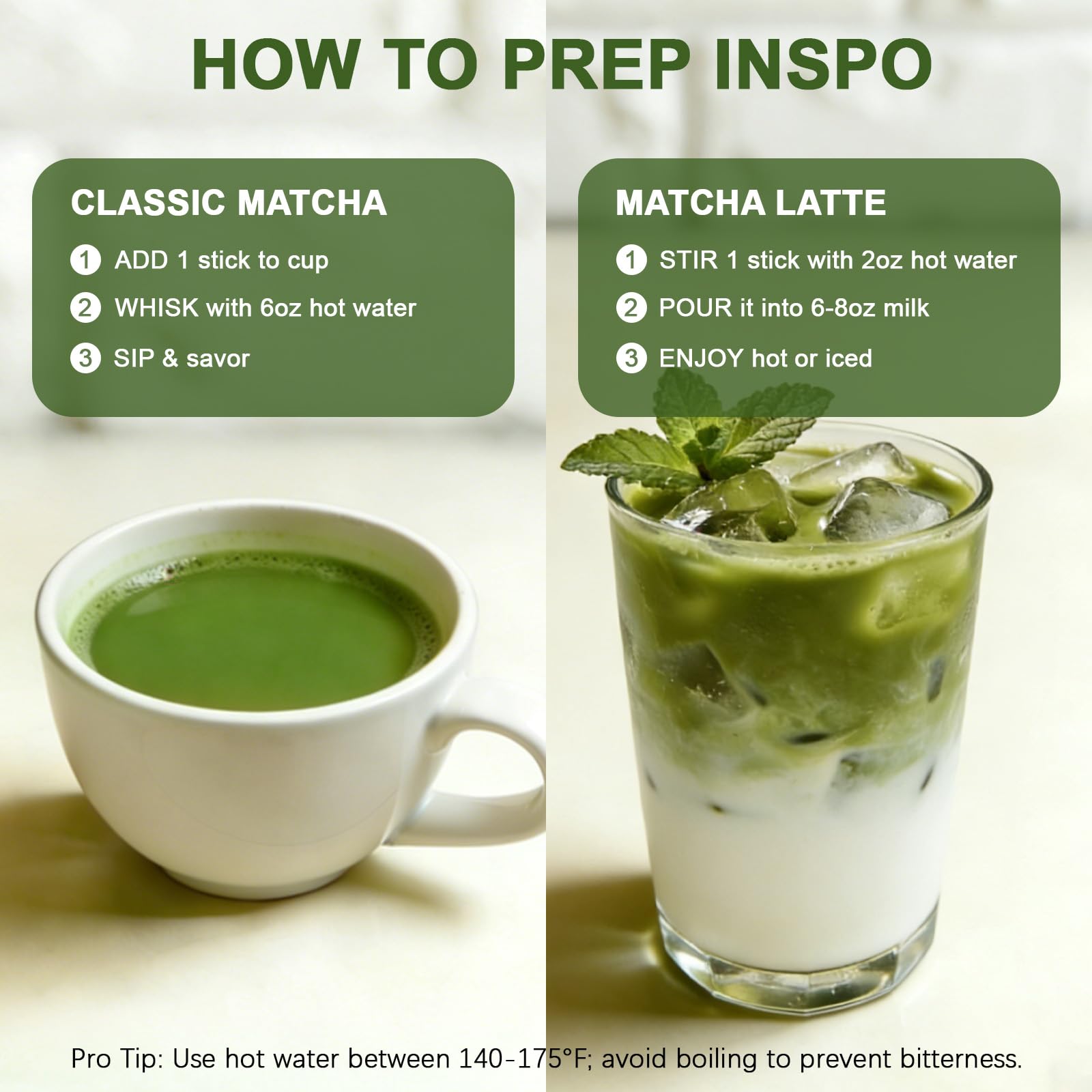 Matcha Powder Single Serving Sticks - Healliance Ceremonial Grade Matcha Powder with Lions Mane and Ashwagandha for Calm — view 6