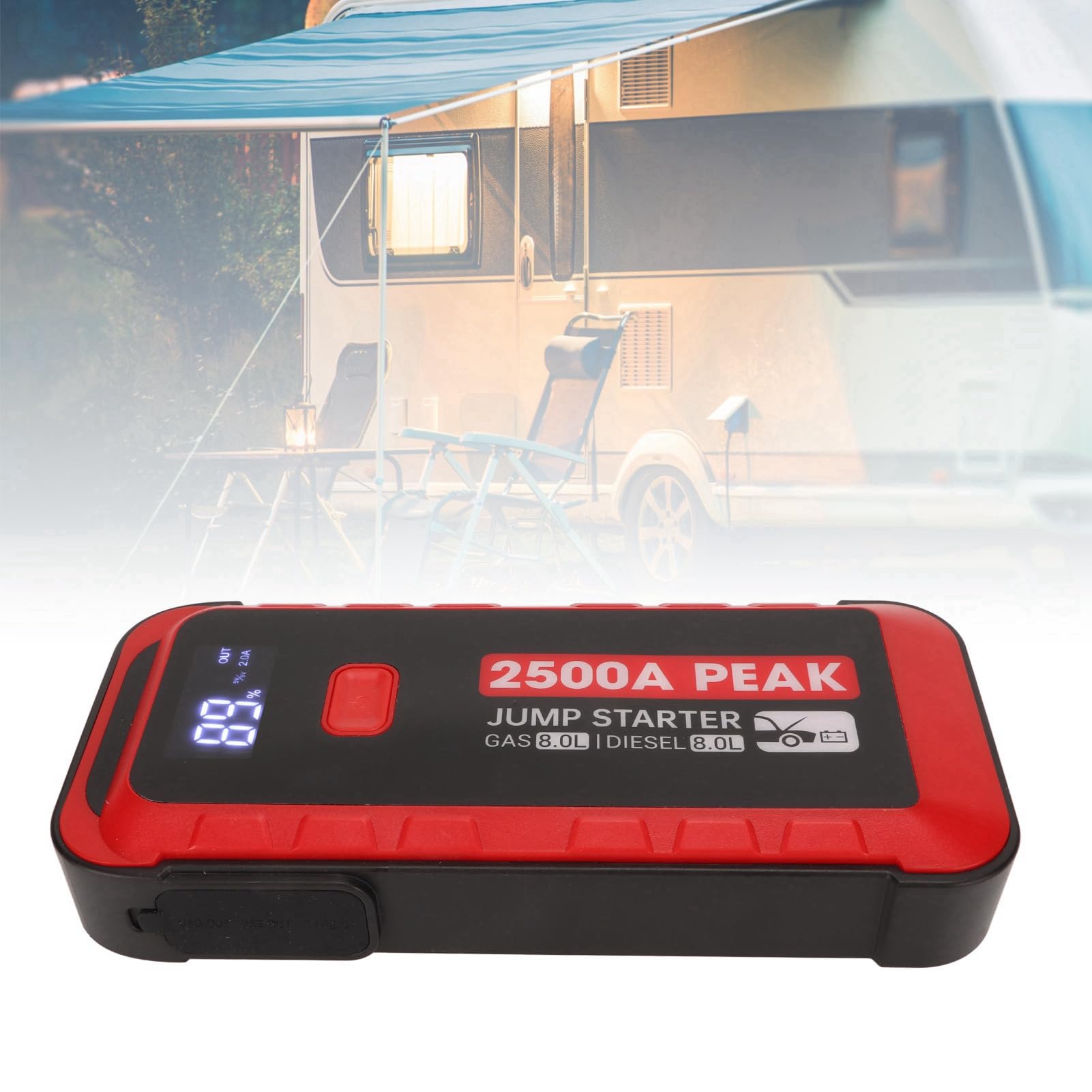 Rozrusznik Akumulatora Samochodowego 2500A 12 V, Zestaw Rozruchowy Akumulatora, Przenośna ładowarka Power Bank z Akumulatorem 25800 MAh, Dioda LED do Telefonów Komórkowych, itp