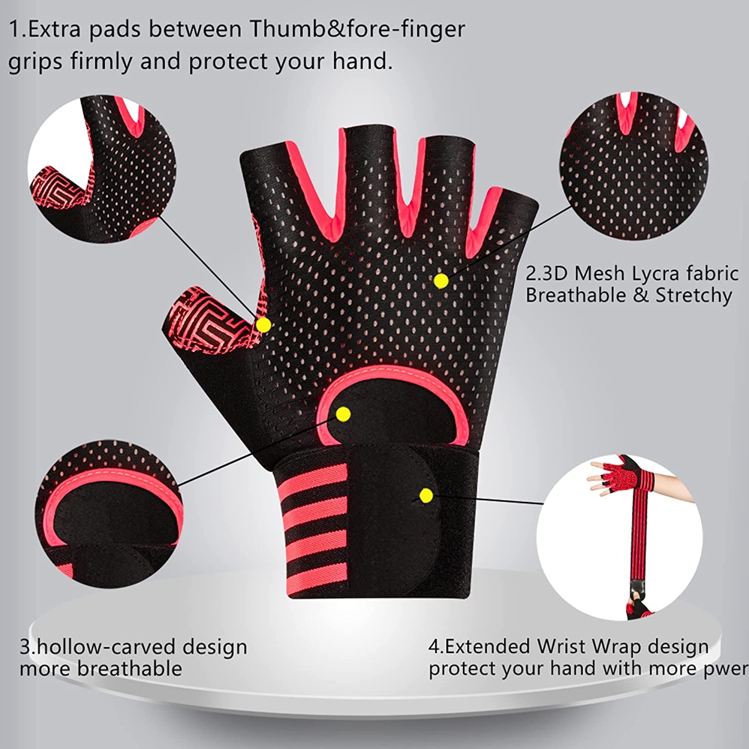 Guantes de Gimnasio con protección Completa de la Palma, Guantes de Entrenamiento físico, Guantes Antideslizantes para Levantamiento de Pesas, Guantes multideportivos (Negro Naranja XL)