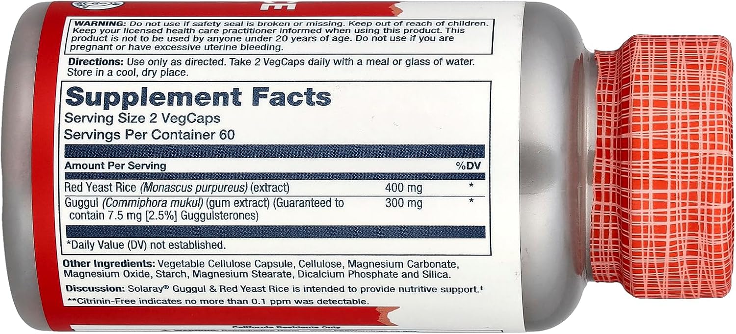 Solaray - Guggul & Red Yeast Rice, 120 capsules