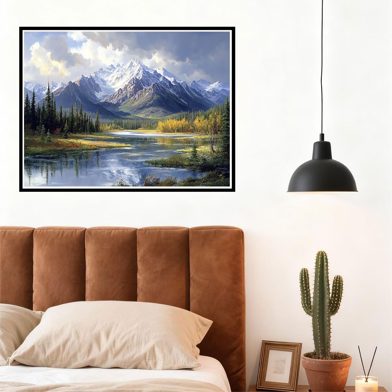 Berg Malen Nach Zahlen Erwachsene Landschaft Malen Nach Zahlen Kinder ab 7, DIY Set Erwachsene Bastelsachen Kreativ Set für Kinder Geschenke für Männer, Weihnachten Halloween Deko 60x80cm H - 672