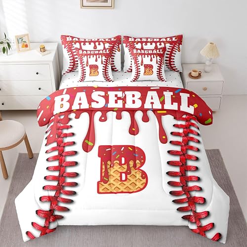jejeloiu Custom Baseball B Gift Comforter Set Twin Size Girls Bed in a Bag