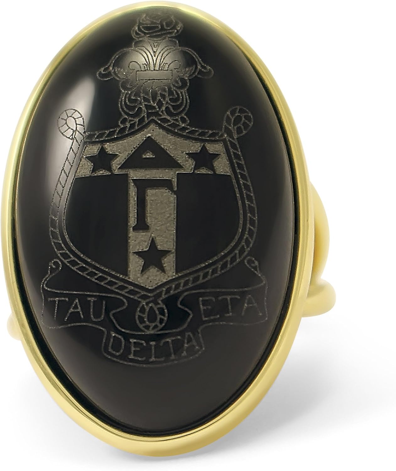 The Collegiate Standard Delta Gamma Sorority Duchess Crest Ring- 14k Brass with Black Onyx