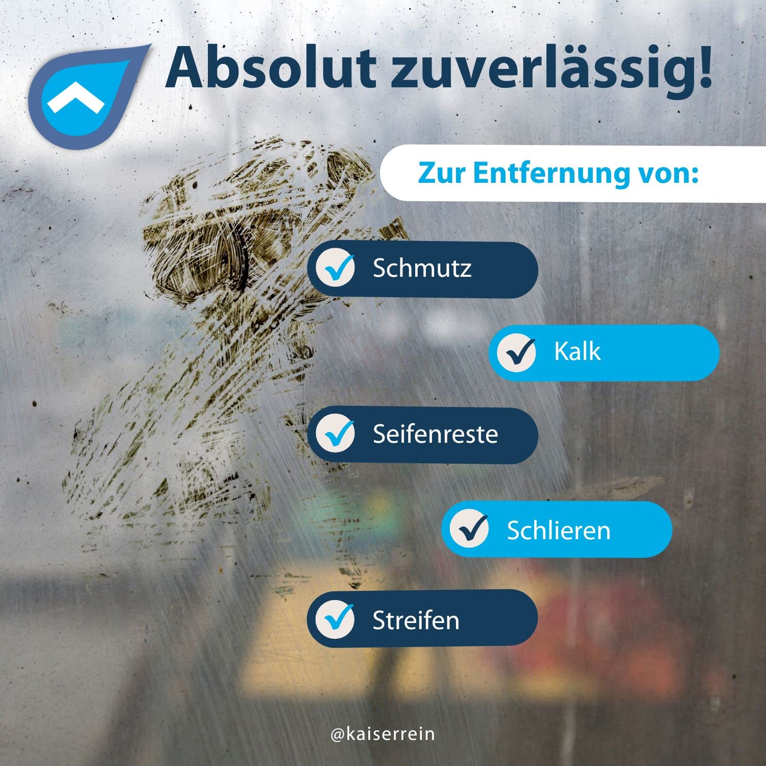 KaiserRein Glasreiniger Konzentrat mit Lotuseffekt 10L - Professioneller Fensterreiniger für streifenfreien Glanz auf Glas, Fenstern und Spiegeln - Fenstersauger geeignet