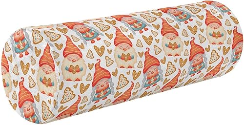 Orange Christmas Gnomes Bed Bolster Pillow Small Neck Roll Pillow Round Pillow Inserts Cylinder Cushion Neck Support