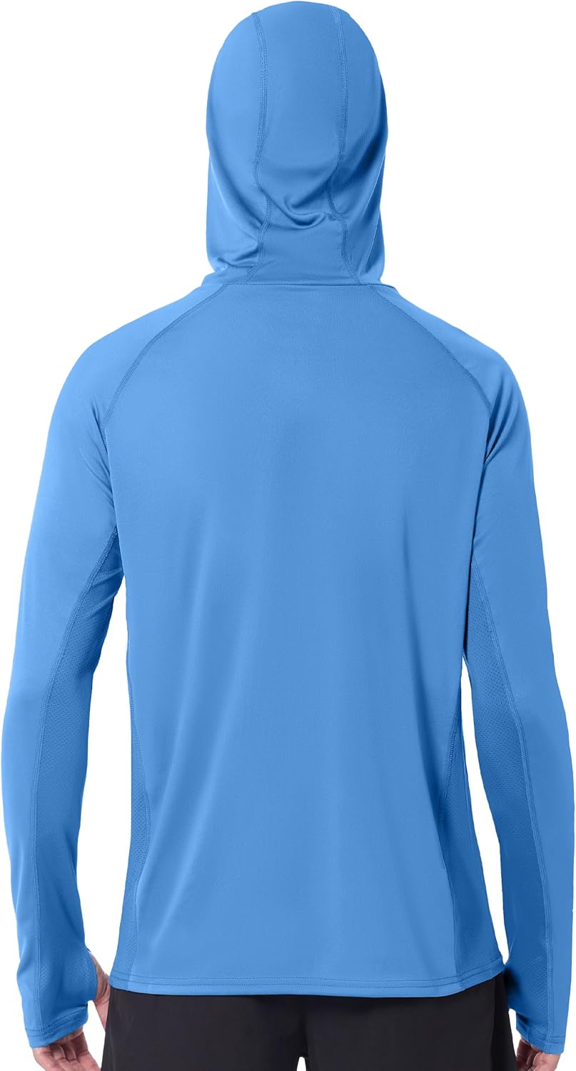 isnowood Men's UPF 50+ Fishing Sun Hoodie, UV Protection Long Sleeve Hooded Shirt with Mask for Hiking outdoor - Image 2