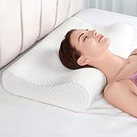 Vista 8 de AM AEROMAX Almohada de espuma viscoelástica con contorno firme, almohada cervical para aliviar el dolor de cuello, almohadas ortopédicas para dormir