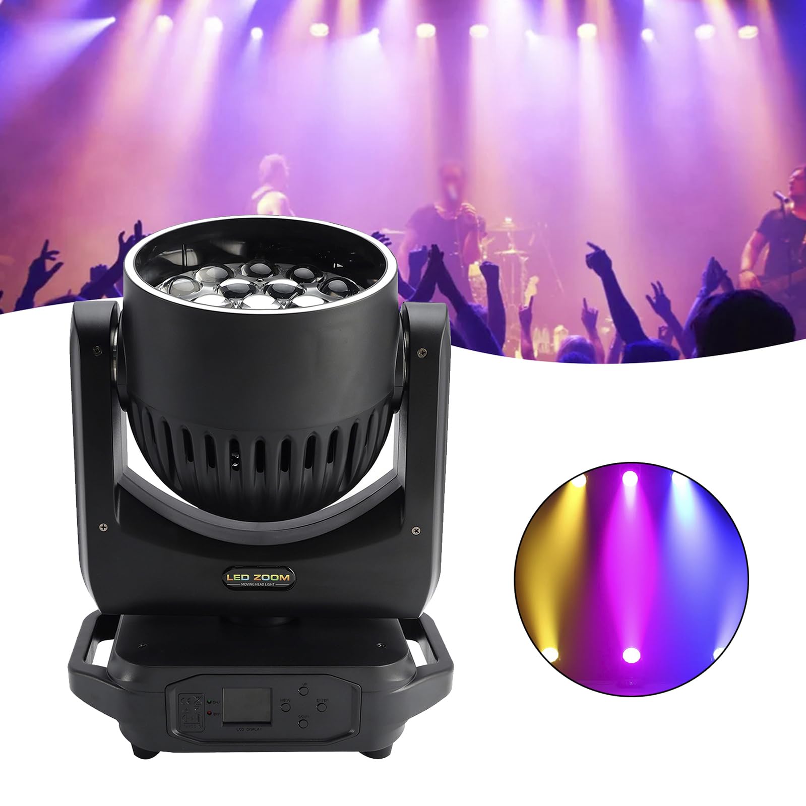 19x20W Zoom Moving Head Bühnenlicht RGBW DMX Beam Wash für DJ Disco Party mit 10°-60° Zoomwinkel,21/29CH DMX512,540°/270° Rotation,0-100% Dimmer,Strobe,LCD Display,EU Stecker
