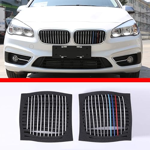 YIWANG - Tiras de rejilla delantera cromadas de ABS cromadas brillante plateadas para accesorios BMW Serie 2 218i F45 F46 2015-2018, Style 1