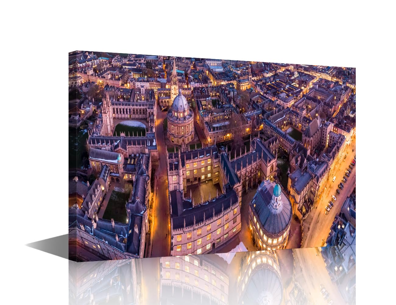 1 Piece Bedroom Decor Wall Art Aerial View of Central Oxford Home Decor Oxford United Kingdom Wall Decoration for Living Room Bedroom Office Giclee Gallery-Wrapped Framed Ready to Hang (24''Wx 36''H) โ image 1
