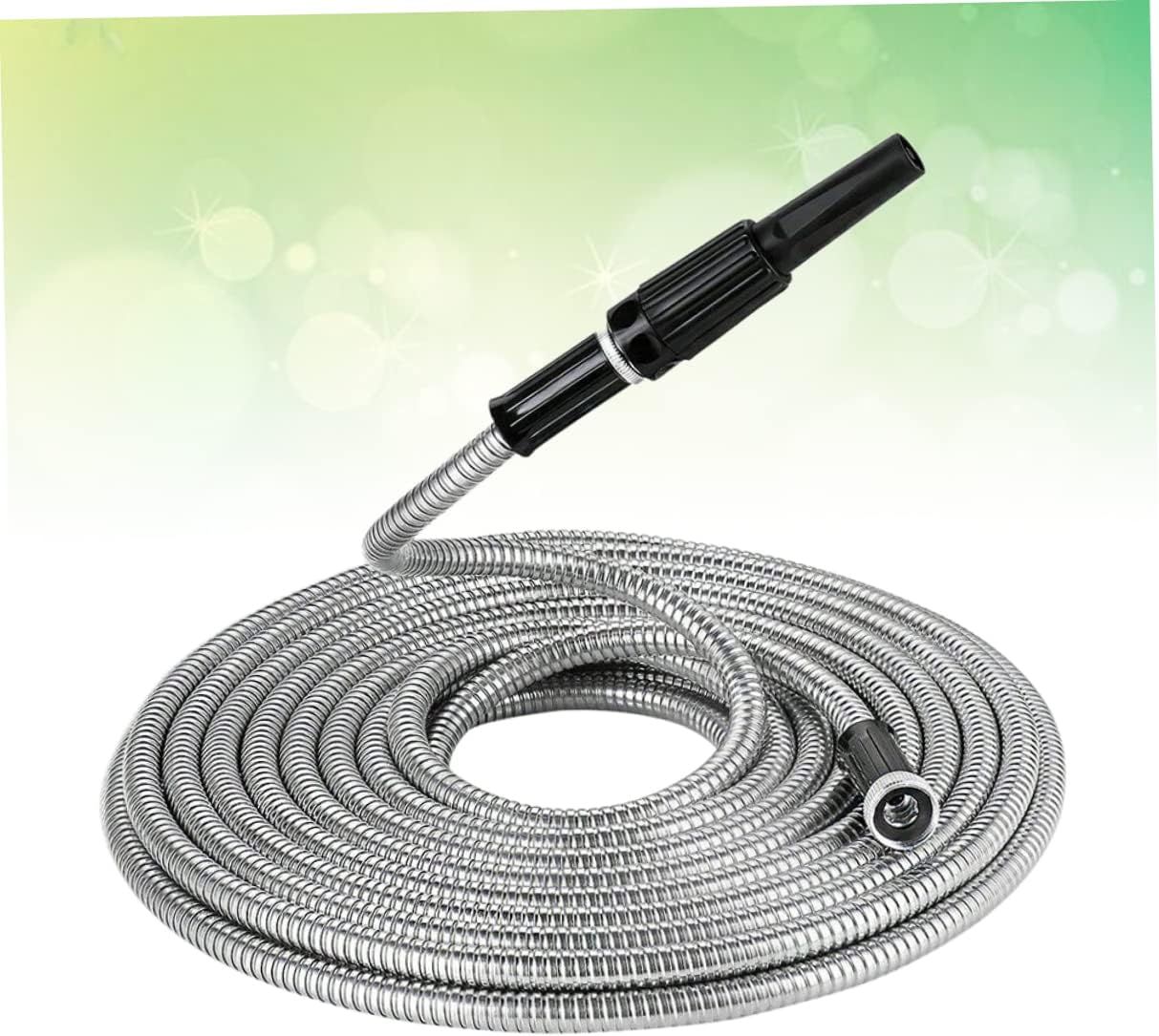 UPKOCH Stainless Steel Telescopic Garden Hose Lightweight Heavy Duty Watering Hose with Spray Nozzle for Versatile Watering Needs at Home and Outdoors