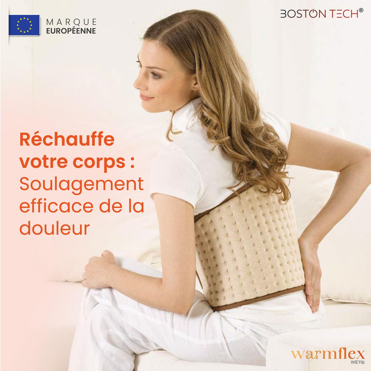 Coussin Chauffant Électrique WarmFlex | Microfibre Douce 29x69 cm | Chauffage Rapide | Soulagement de la Douleur | 3 Niveaux de Température | Écran Lumineux | Lavable en Machine + Ceinture Réglable