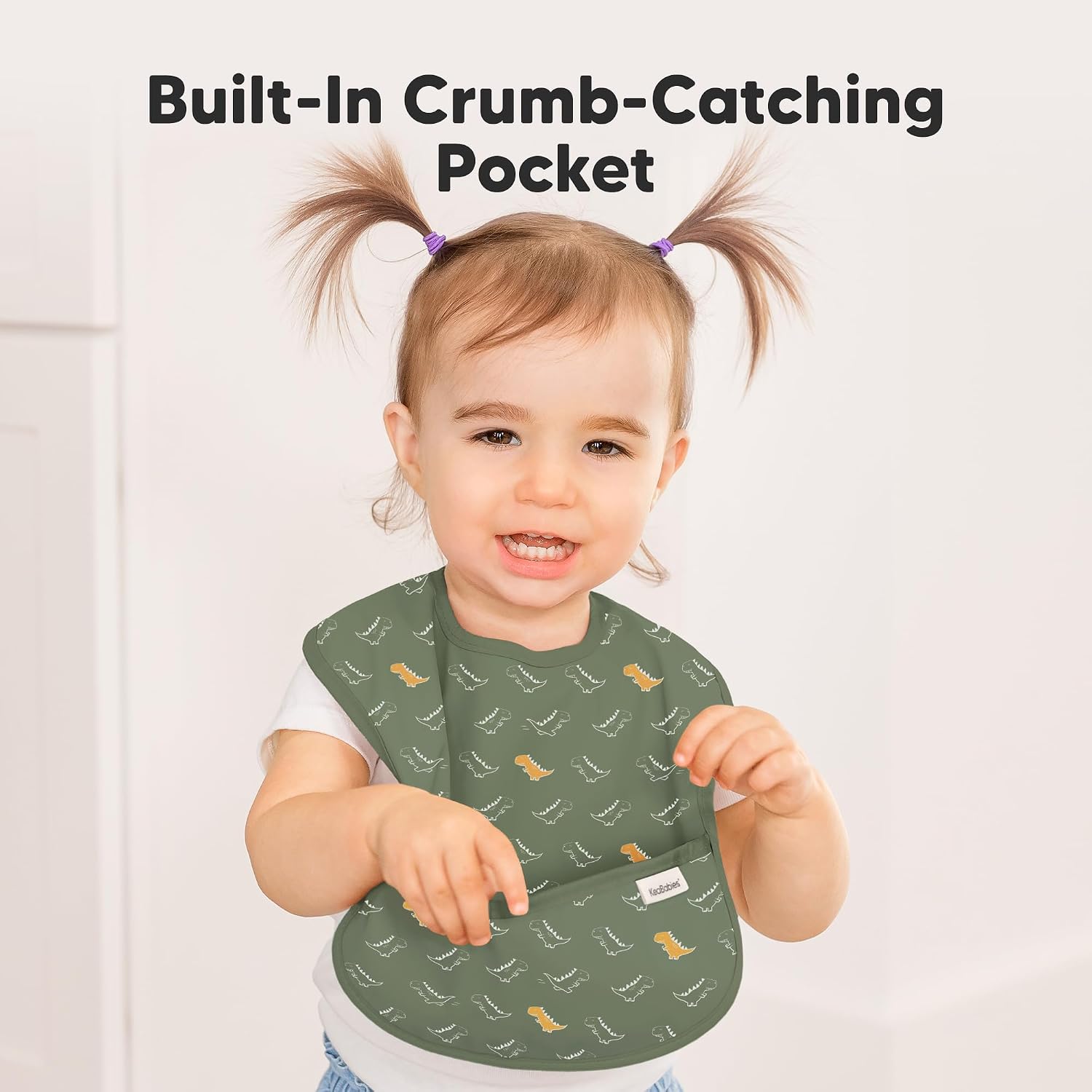 KeaBabies 3-Pack Waterproof Baby Bibs for Eating, Lightweight (Mesozoic) image 5