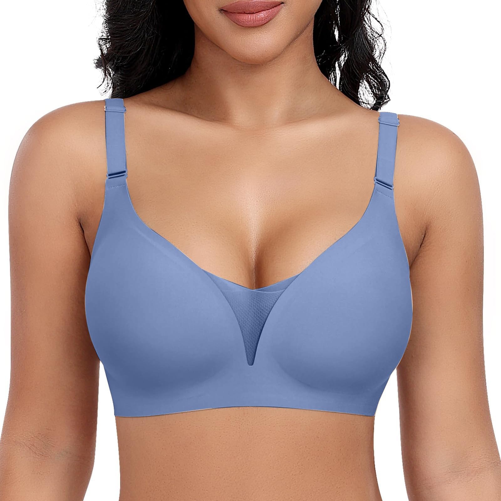 Biustonosze damskie UK Bezprzewodowy biustonosz push-up bez fiszbin podtrzymujący Podnieś Bezszwowe duże piersi Wyściełane Plus Size Sportowy komfort Biustonosze push-up z pełnym pokryciem Minimiser