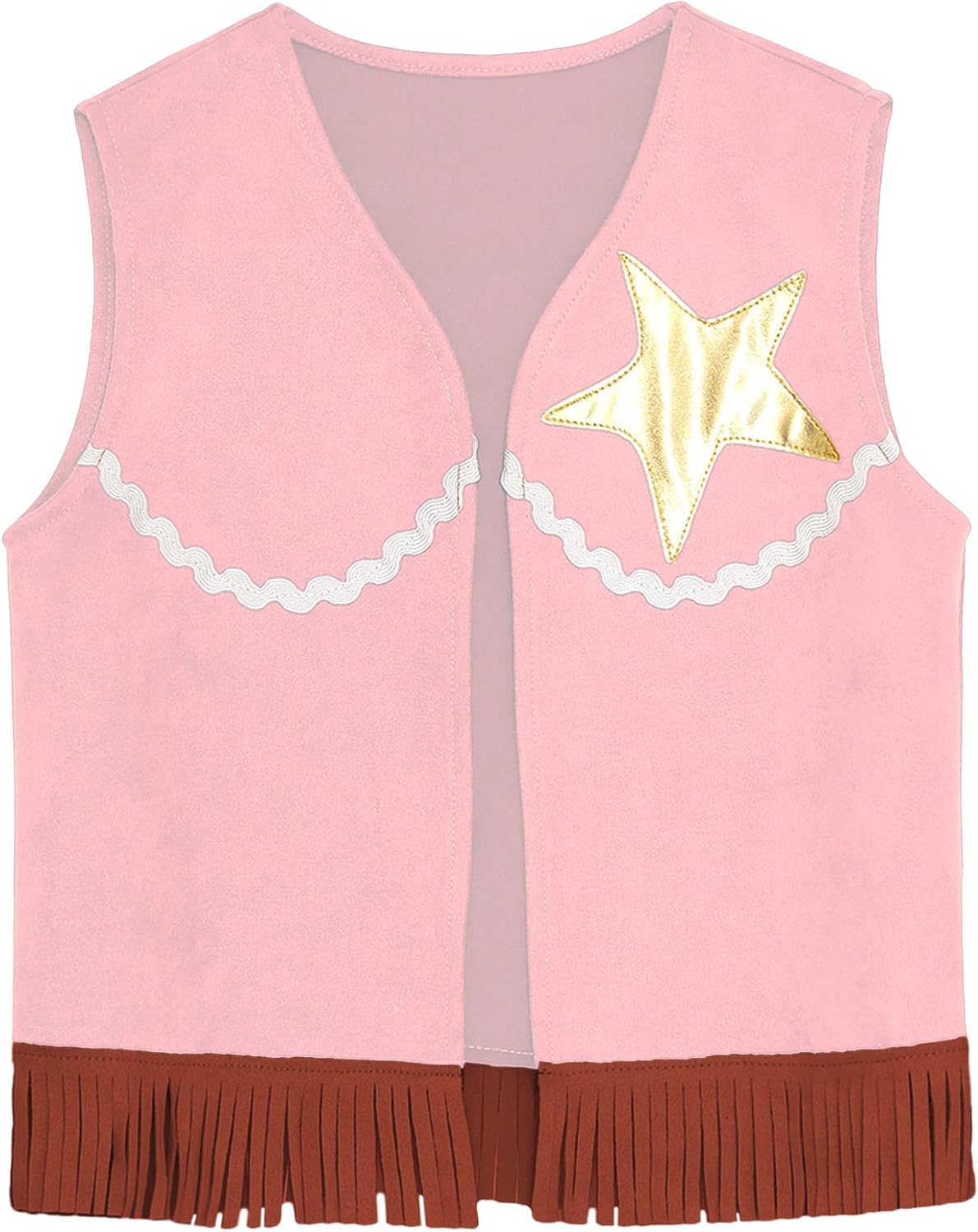 Western Cowgirl Fringe Vest for Kids Girls Sleeveless Open Front Vest Fringe Waistcoat Fancy Dress