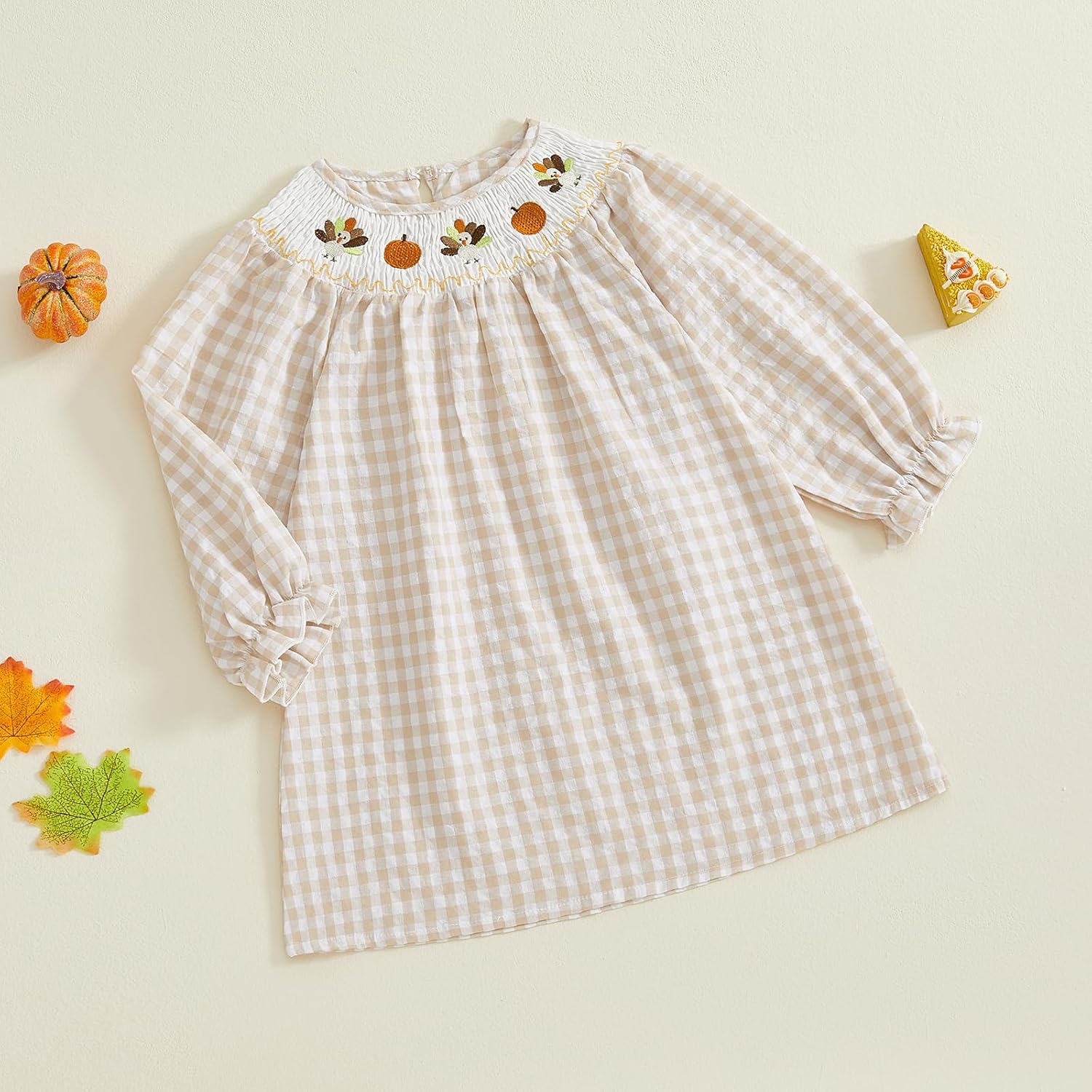 Toddler Baby Girl Valentines Dress Plaid Long Sleeve Smocked Heart Print Outfit A-line Fall Dresses for Kids 6M-7Y
