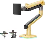 NB Gaming Monitor Arm or for 32 to 60 Inches Screen, Load up to 20 kg, VESA 75/100, RGB-Light, Heavy Duty, Multi Angle Adjustable, Premium Aluminum, Grey Black