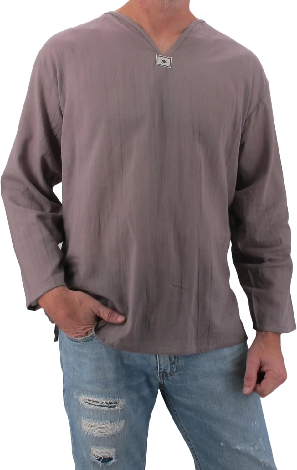 Men’s Summer T-Shirt 100% Cotton Hippie Shirt V-Neck Beach Yoga Top