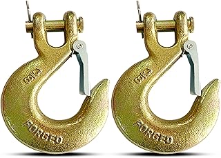 2Pack 3/8" Clevis Slip Hook with Latch, Forged G70 Steel Chain Hook for Deck Hauler Receiver Hitches Trailer Wiring, Chain Hooks Solid Clevis Grab Hooks for Trailer(18,000lbs Capacity)