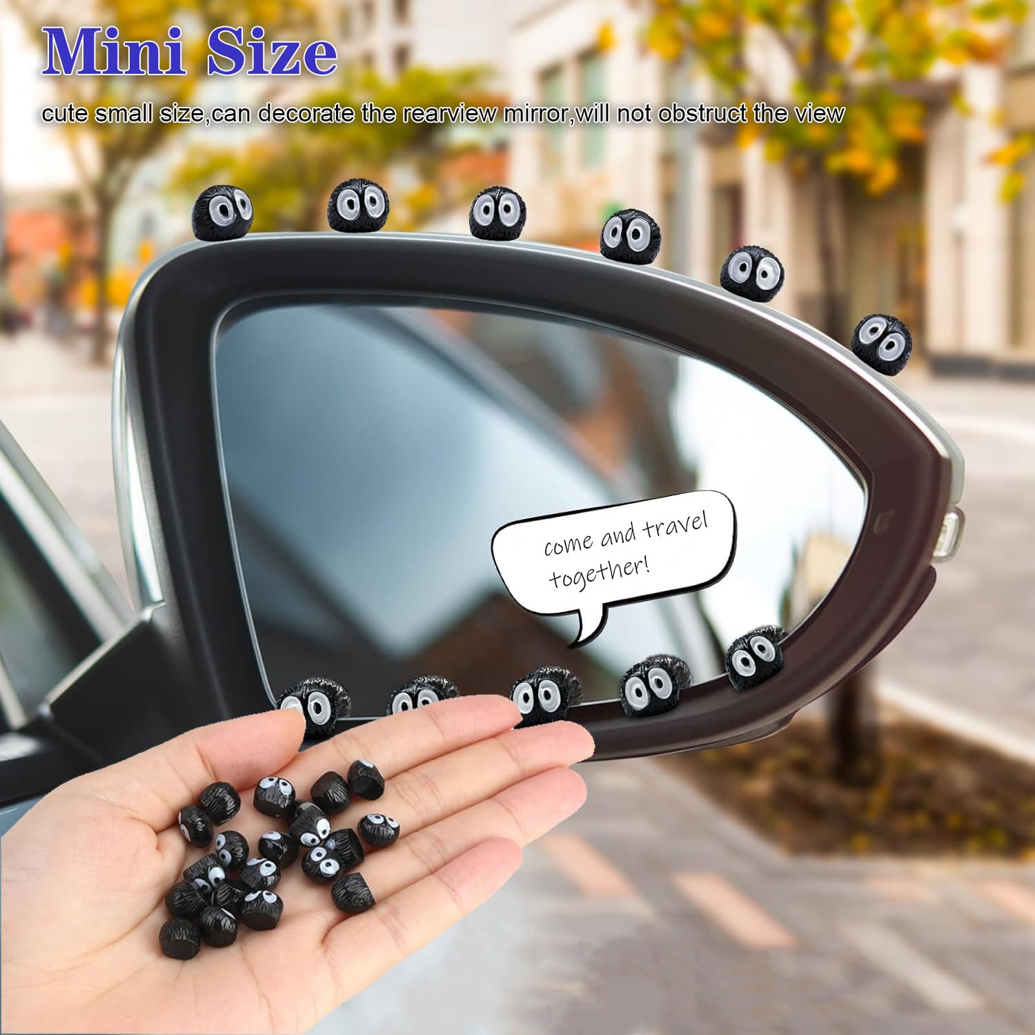 30 PCs Cute Soot Sprite Car Accessories - Black Resin Decor For Dashboard & Rearview Mirror