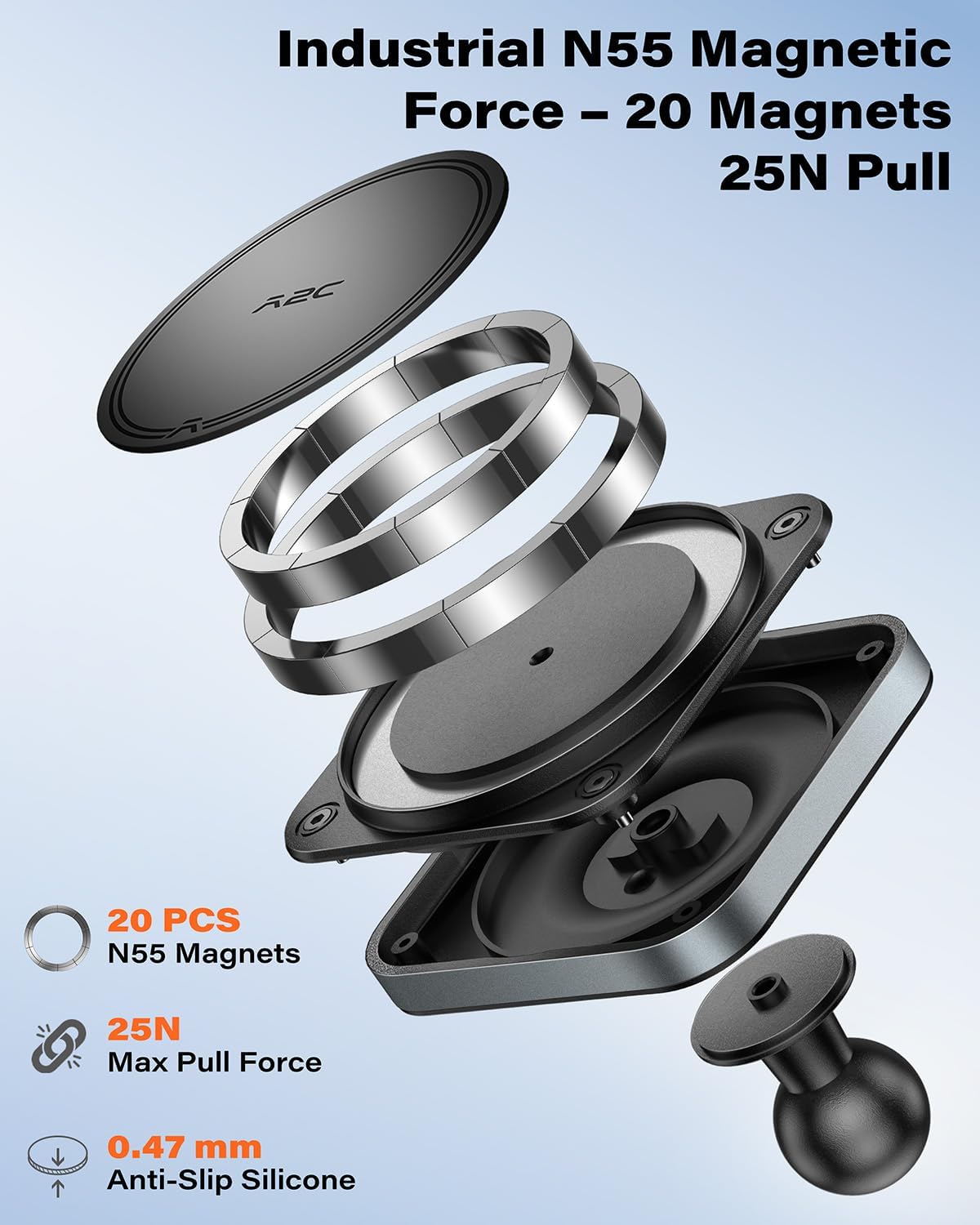 APPS2Car Magnetic Car Mount for Tacoma 2016-2023 & 2014-2021Tundra, Air Vent Phone Holder Compatible with iPhone 12-17 Series & MagSafe Case, 25N Magnetic Force, Metal 20mm Ball Socket Arm