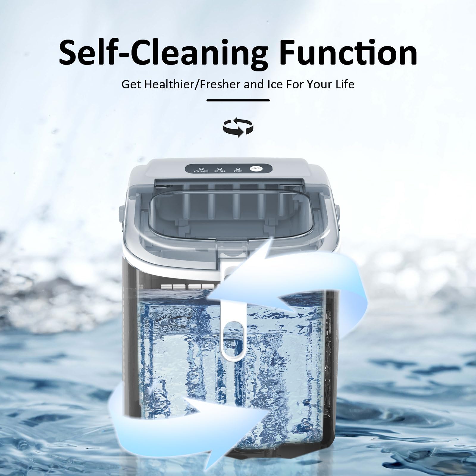 Antarctic Star Countertop Ice Maker Portable Ice Machine With Handle,Self-Cleaning Bullet Ice Makers, 26lbs/24h, 9 Ice Cubes Ready In 6 Mins For Home Kitchen Bar Party (Grey) on Fridge.com - View 5