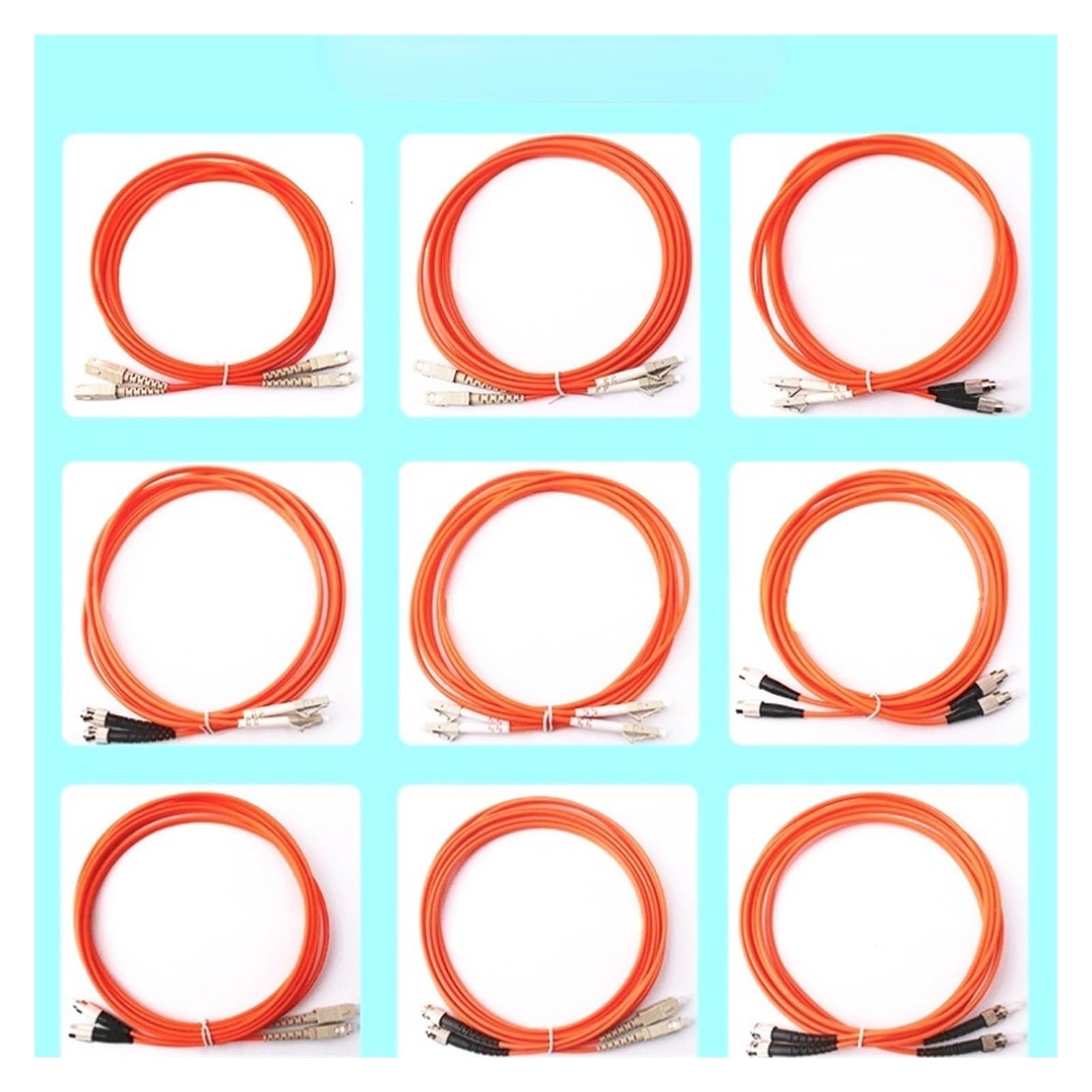 Câble à fibre optique Câble de connexion Jumper 2,0 mm ou 3,0 mm LC/ST/SC/FC UPC multimode double cœur 10 mètres (SC UPC-ST UPC)