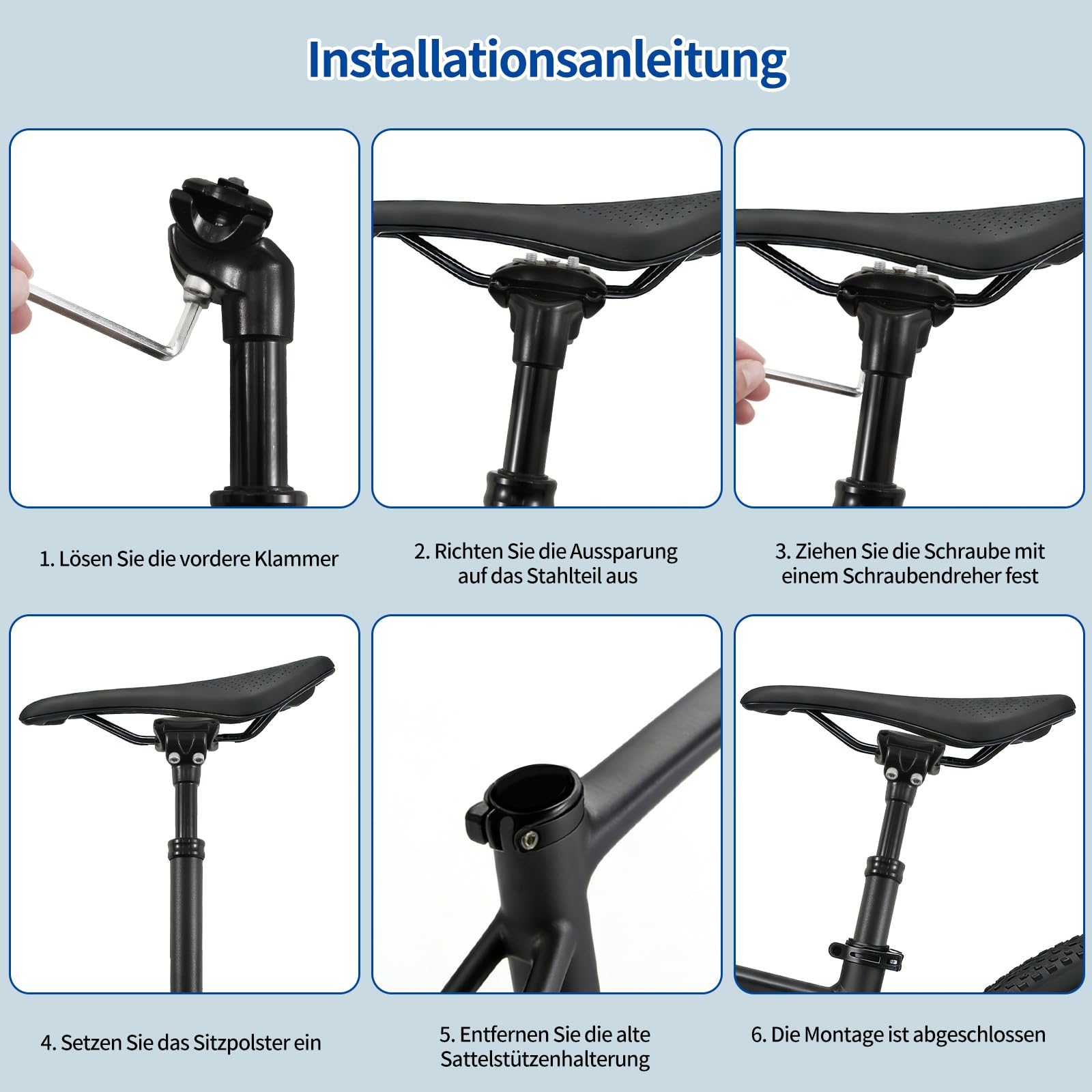 Sattelstütze Gefedert, Gefederte Sattelstütze mit Ø 27,2MM, Federsattelstütze Sattelstütze, Sattelstange Gefedert, für E-Bike, MTB, Downhill,Trekking Citybike