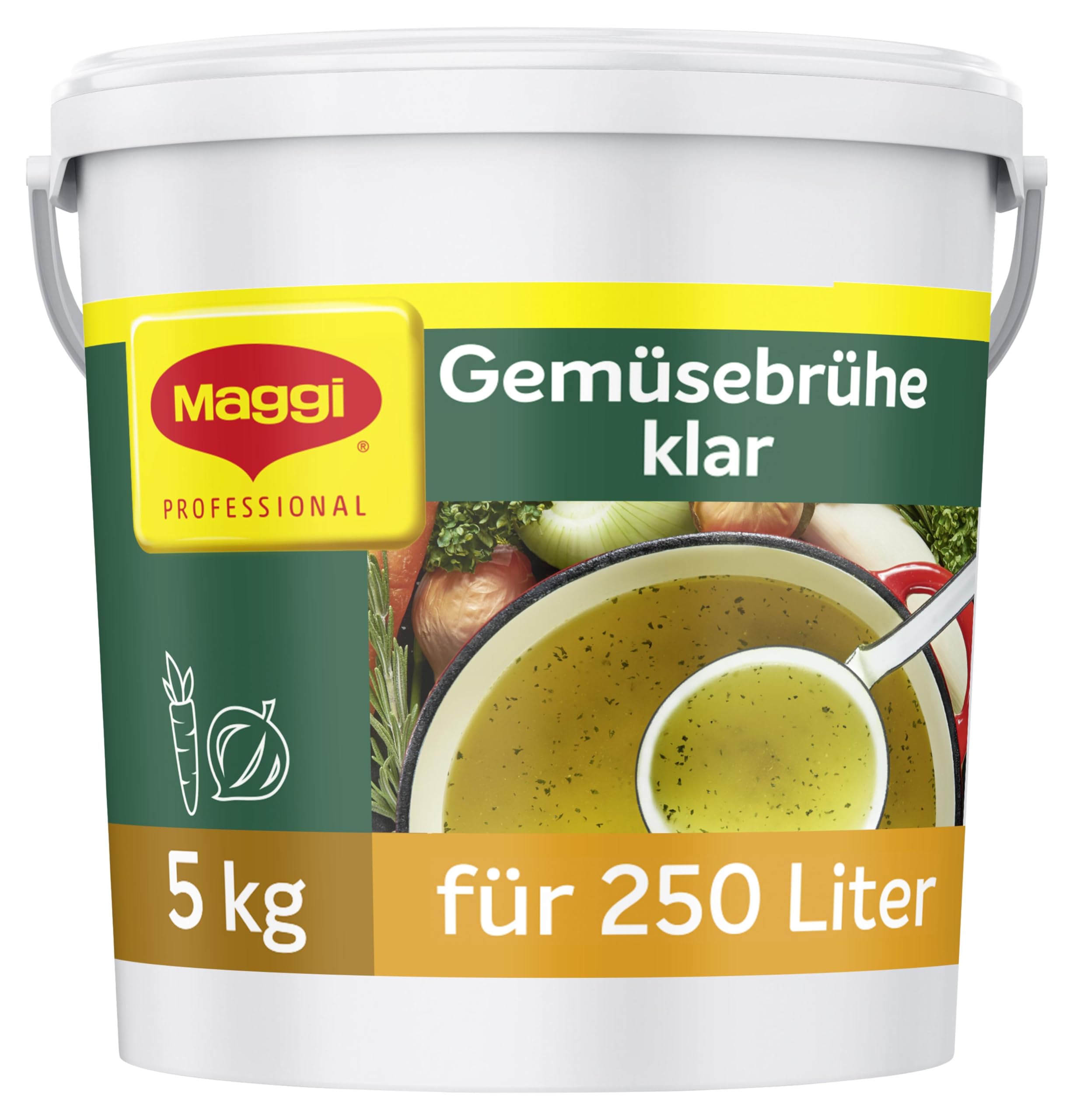 MAGGI Professional Klare Gemüsebrühe, vegan, Ergiebigkeit 250L, 1er Pack (1 x 5kg Eimer)