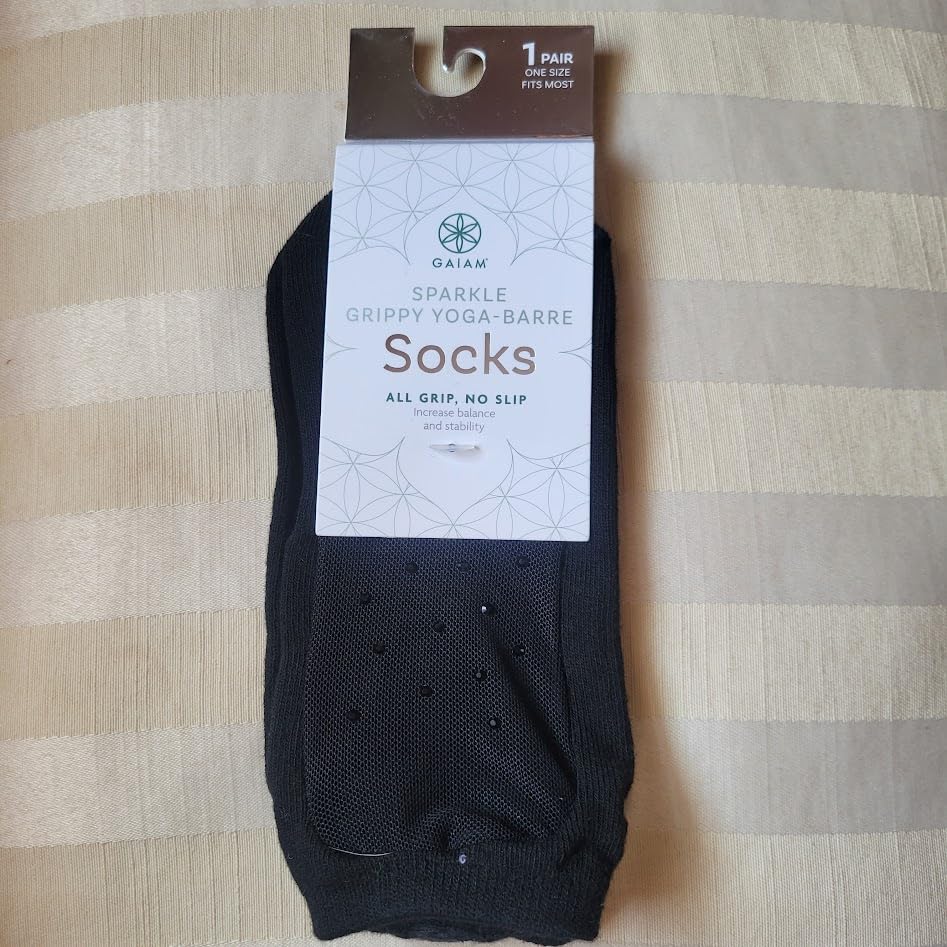 Gaiam Sparkle Grippy Yoga-Barre Socks, Black