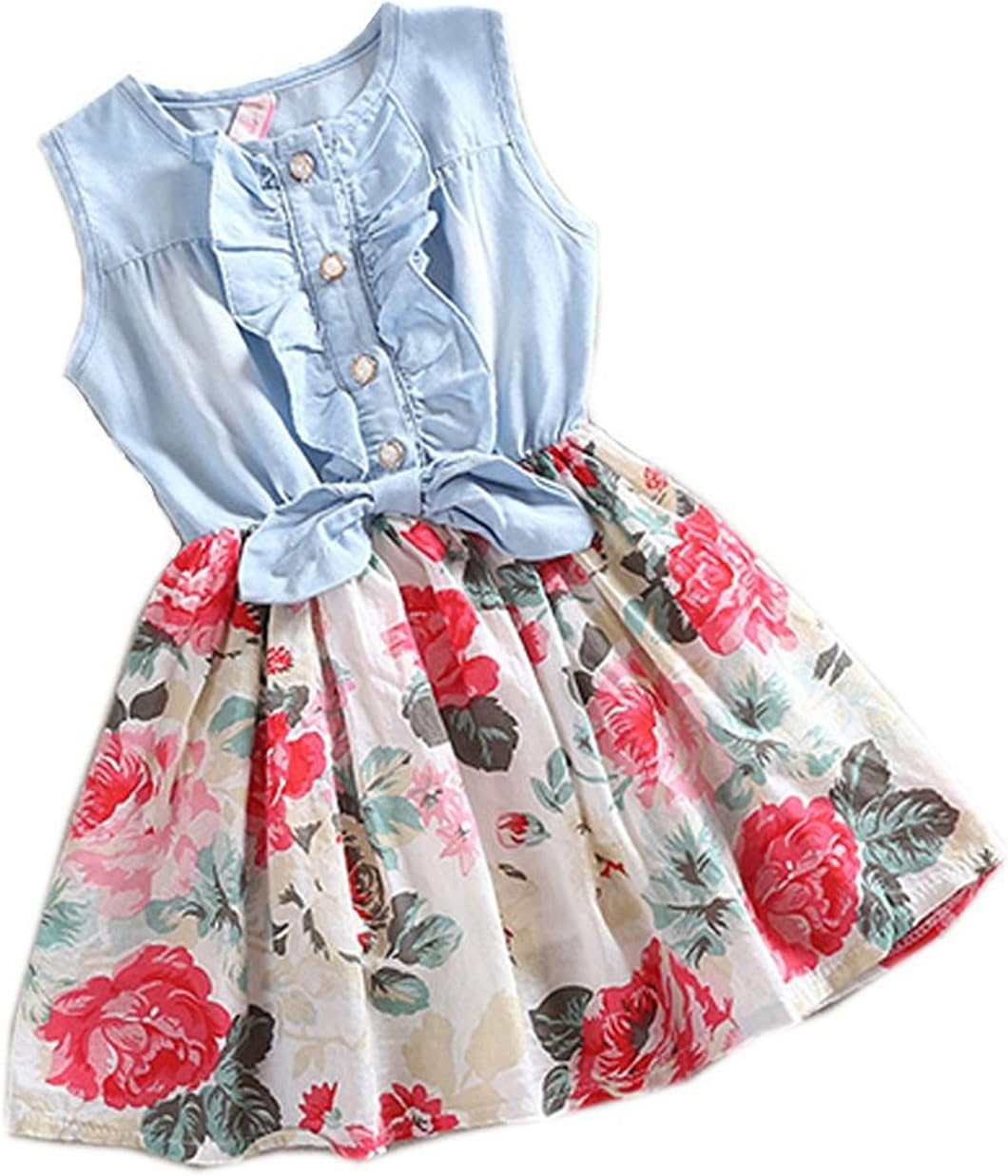Girl Tutu Denim Dress Short Sleeve Lace Princess Party Skirts