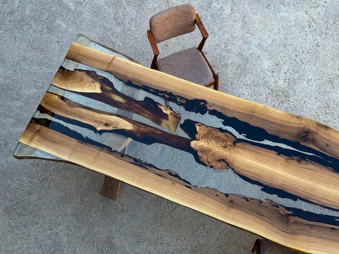 RESINHOMEFURNITURE Mystic Live Edge Dining Table Living Room Table Conference Table Hallway Table Coffee Table Center Table Home Office Table Meeting Table Side/End Table Home Décor image 2