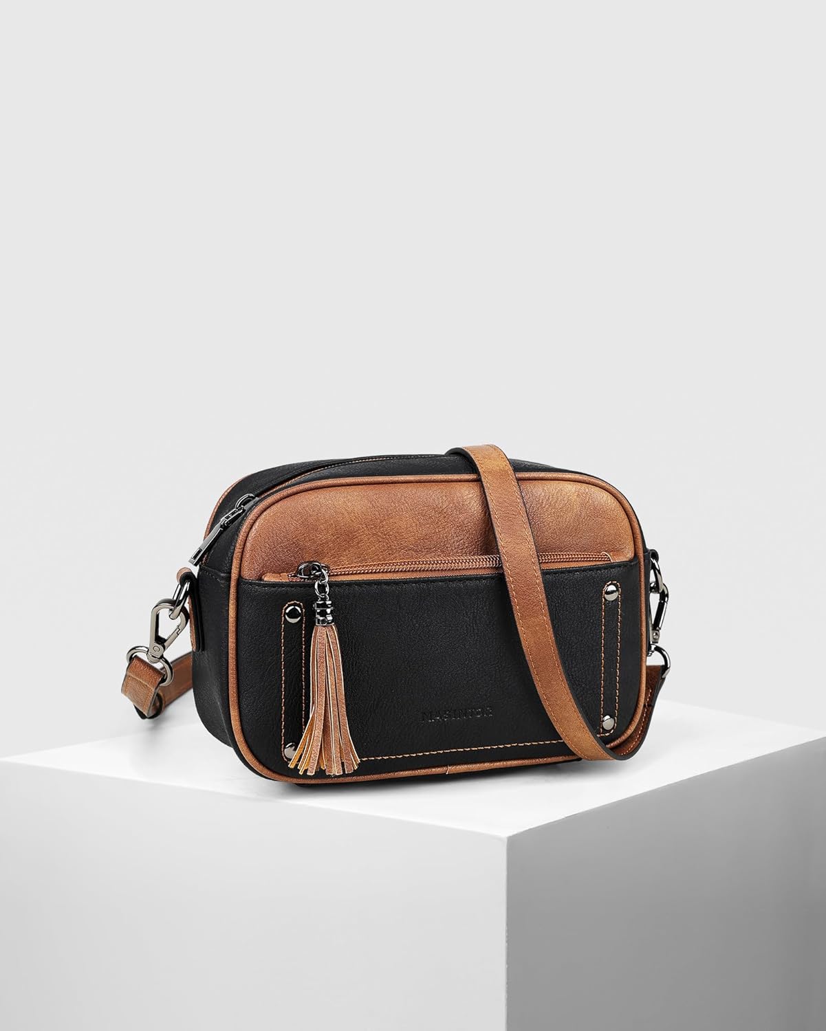 MASINTOR Crossbody Purses for Women Vegan Leather, Travel Purse Shoulder Handbag with Adjustable Strap and Tassel