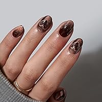 Vista 45 de BTArtbox - Uñas postizas almendradas estilo francesa, de gel suave reutilizable, ajuste natural, con pegamento, 30 piezas en 16 tamaños, diseño
