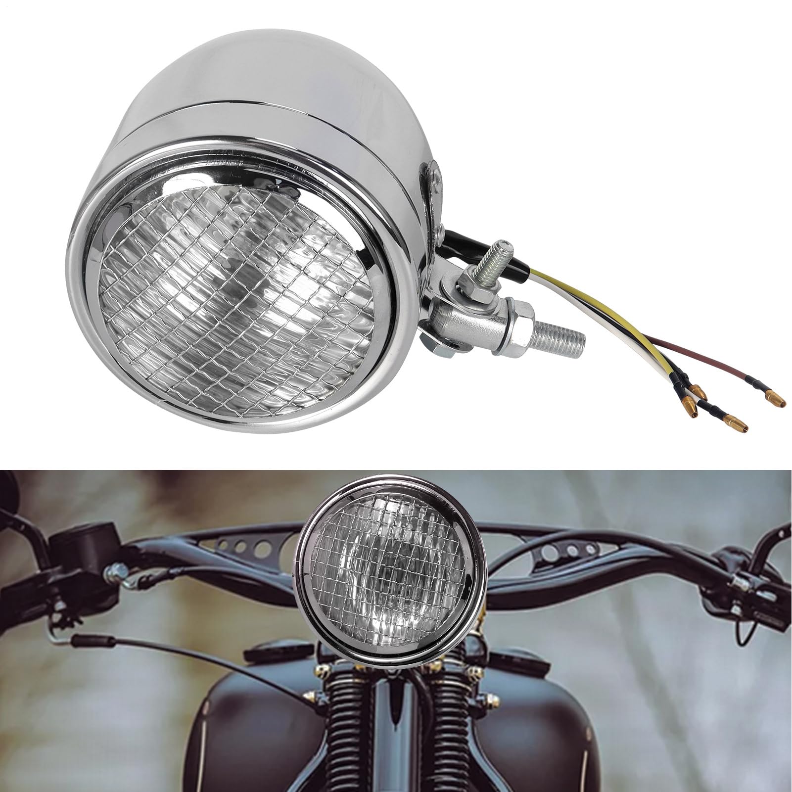 Generico Motocyklowy montaż reflektorów, oświetlenie w vintage ze stopu | Świecący reflektor motocyklowy, do codziennej jazdy nocą na świeżym powietrzu, na kemping E