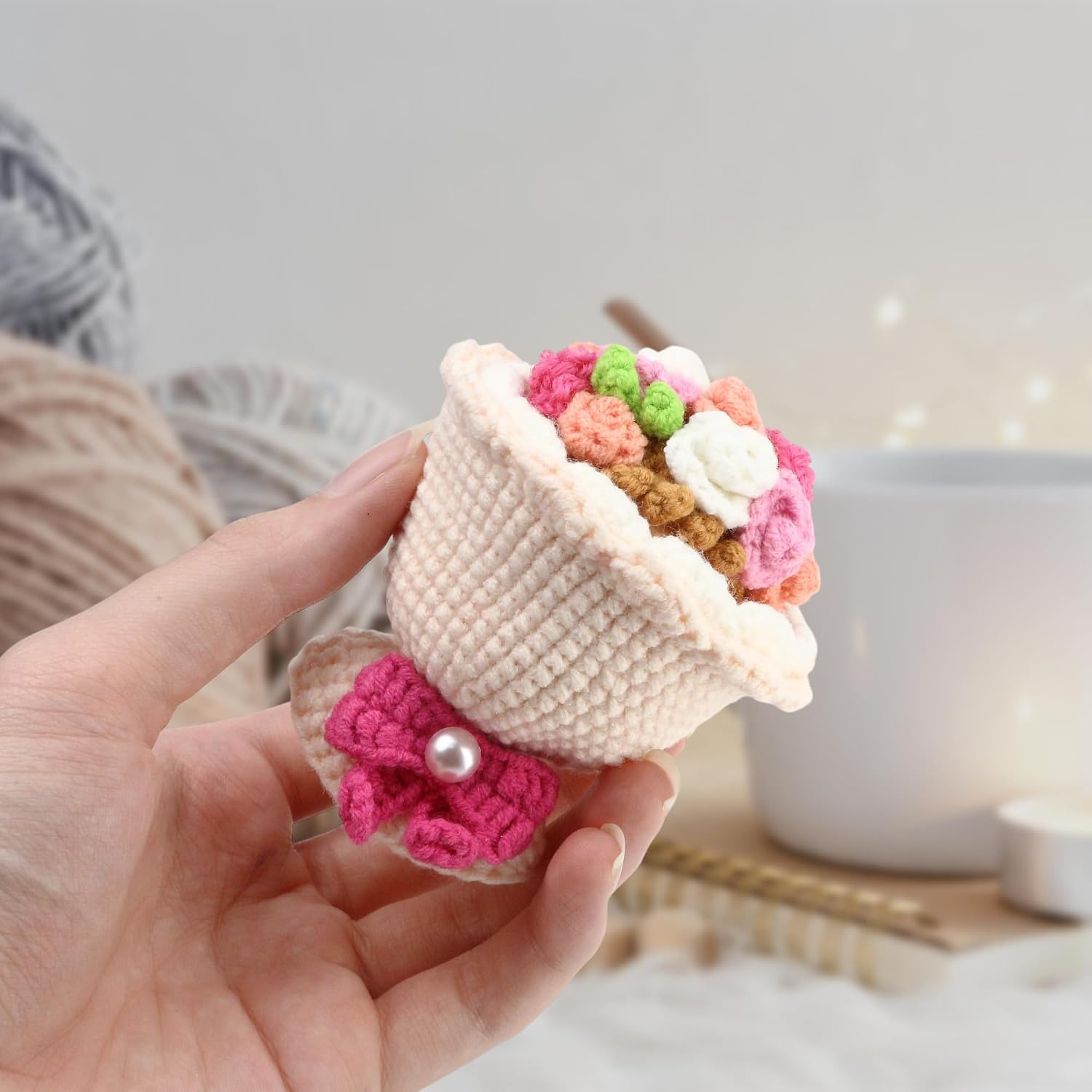 Reversible Crochet Bouquet Flower Doll 2026 New Cute Handmade Bride Cross Dressing Wedding Dress Dolls Funny Knitted Graduation Birthday for Women and Girlfriend