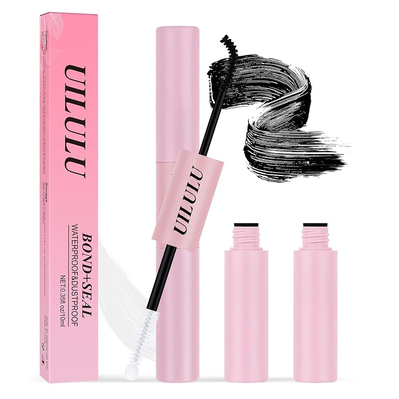 Uilulu Lash Bond and Seal para cílios, adesivo líquido preto 2 em 1, 10 mL