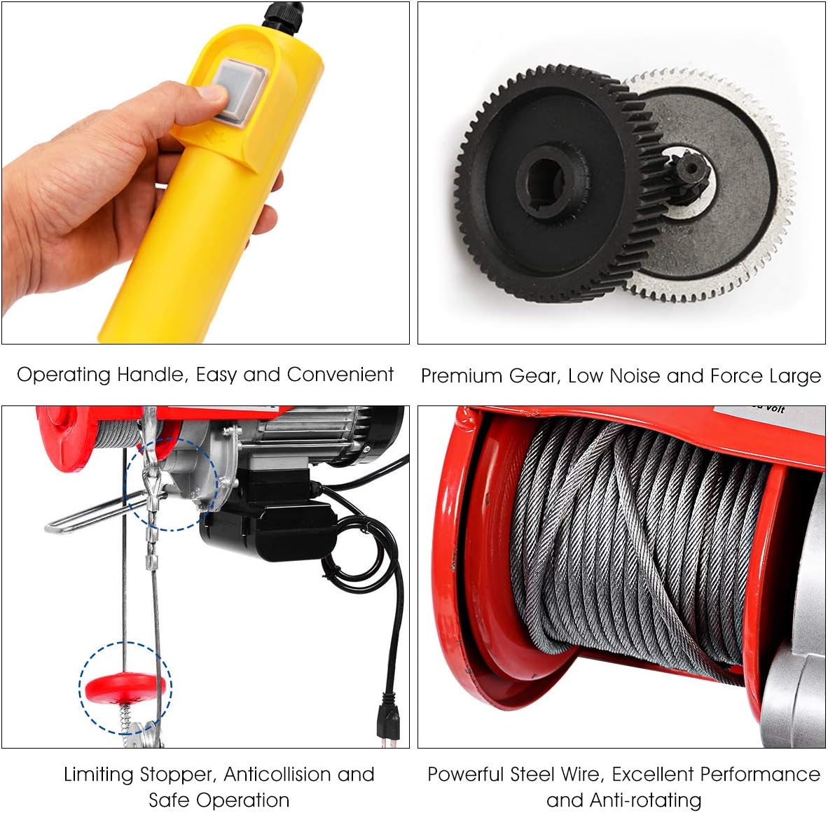 Goplus 1320LBS Lift Electric Hoist Crane Remote Control Power System, Carbon Steel Wire Overhead Crane Garage Ceiling Pulley Winch w/Emergency Stop Switch, UL Approval