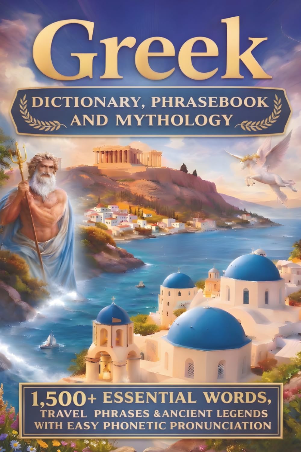 Greek Dictionary, Phrasebook and Mythology: 1,500+ Essential Words, Travel Phrases and Ancient Legends with Easy Phonetic Pronunciation