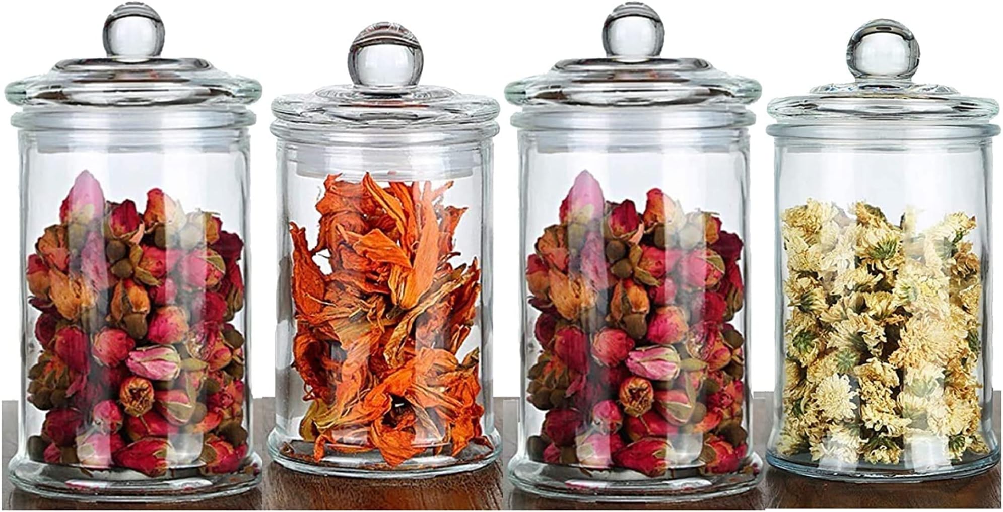 Sulfar Glass Storage Jar 750ml | Airtight Moisture-Proof Food Containers with Lid | Kitchen Storage Jar Set for Snacks, Spices & Dry Fruits | 4pcs