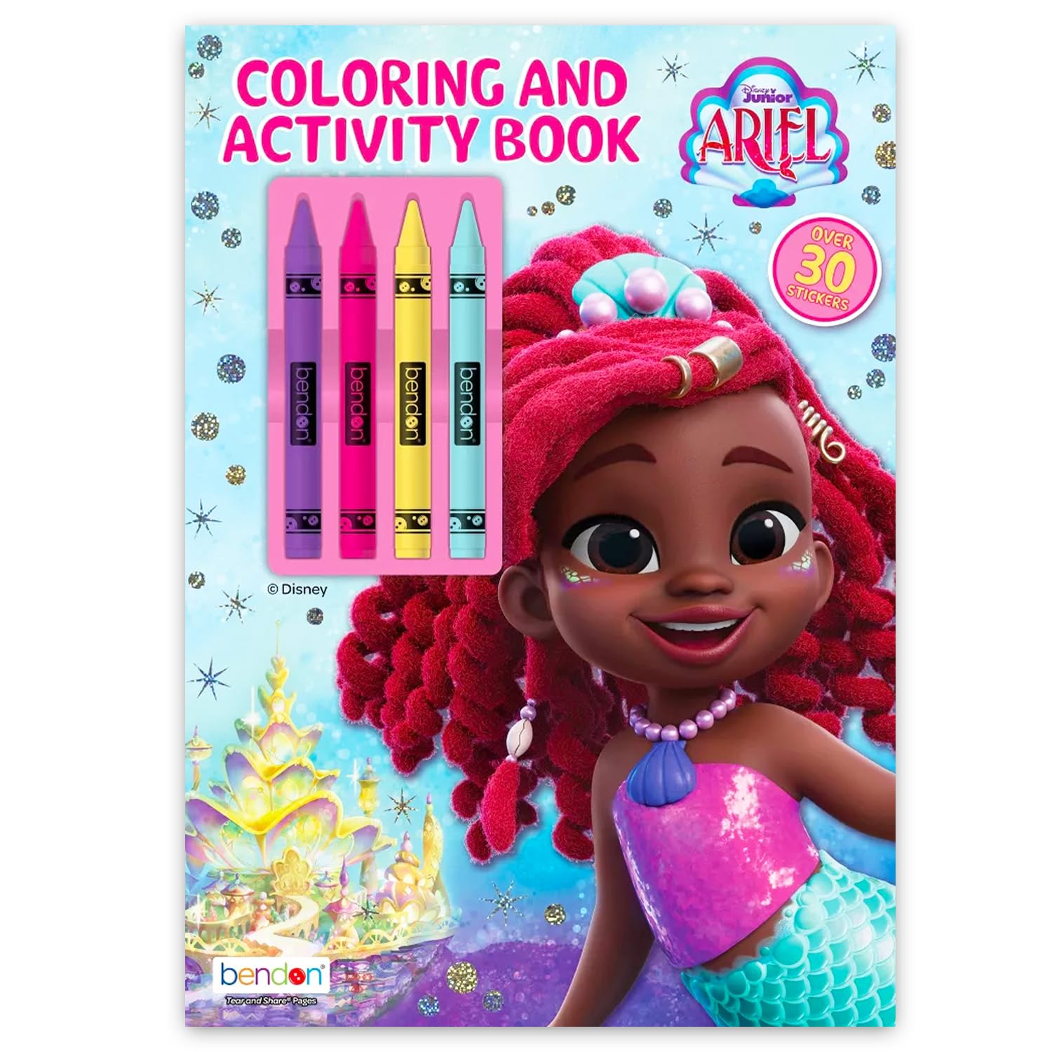 Disney Little Mermaid - Set di bomboniere per feste – Il pacchetto include 12 libri da colorare e attività Junior Ariel, adesivi, sacchetti, molto altro | Little Mermaid Ariel Party Supplies