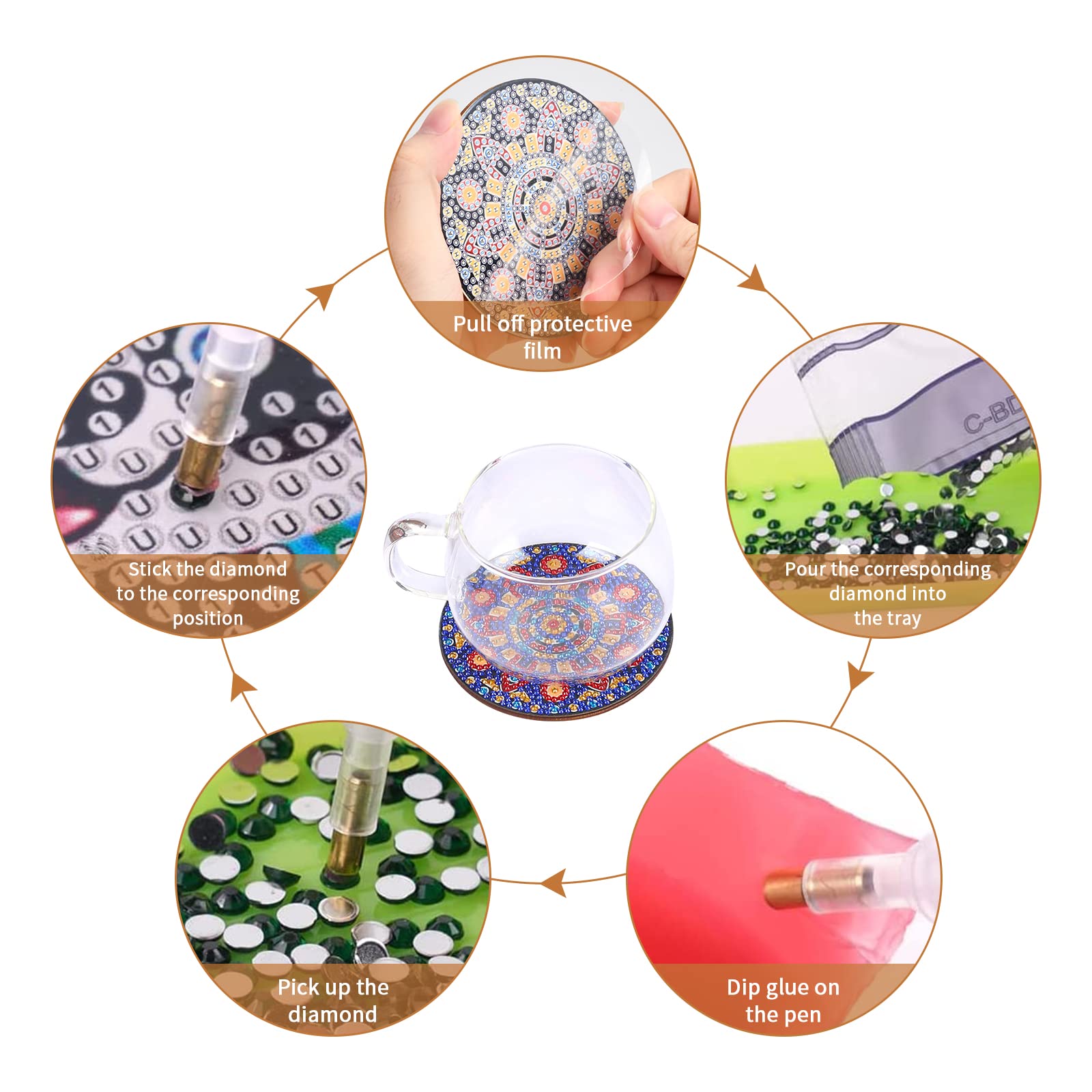 Kit De 10 Sous-verres Diamond Painting SODIAL - Activité Créative Pour Enfants Et Adultes